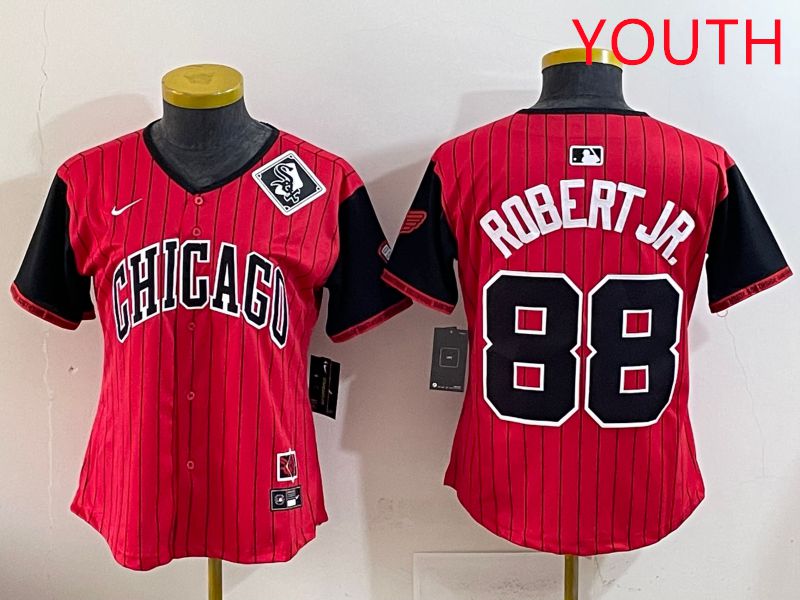 Youth 2025 Chicago White Sox 88 Robert jr Red Joint Name Nike MLB Jersey style 14